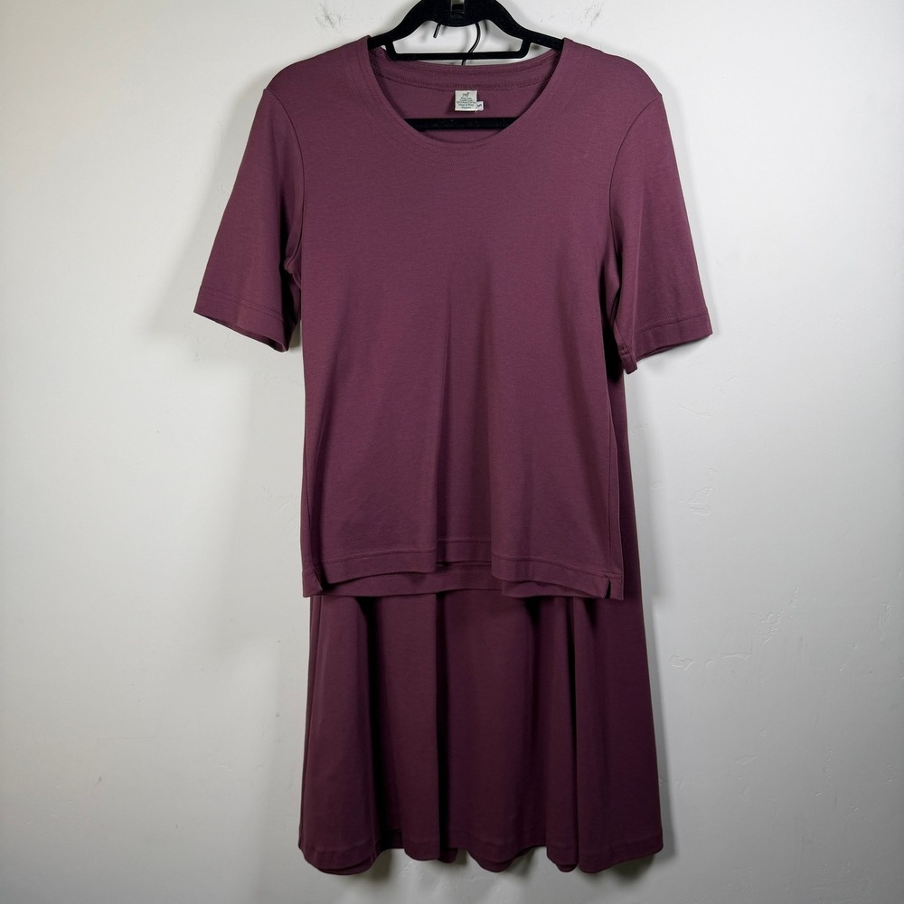 Peruvian Connection Scoop Neck Top and Skirt Set Small Purple Plum Pima Cotton